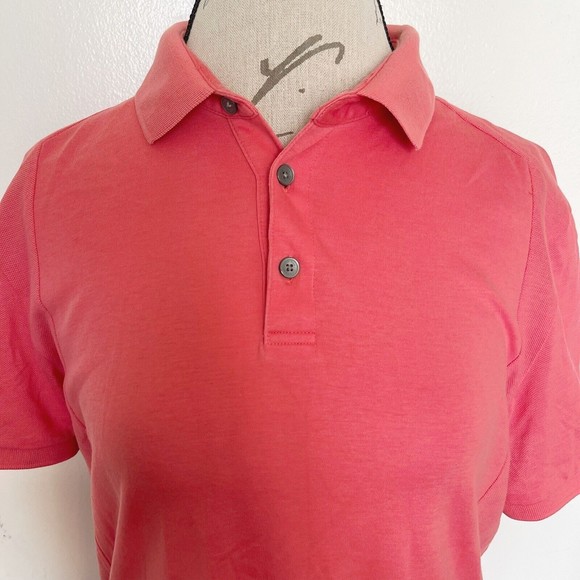 Calvin Klein Mens Body Fit Polo Golf Shirt Size Medium Logo Orange Spring Collar - Picture 4 of 13